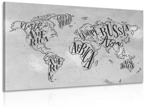 Εικόνα ενός σύγχρονου παγκόσμιου χάρτη σε vintage φόντο σε ασπρόμαυρο
