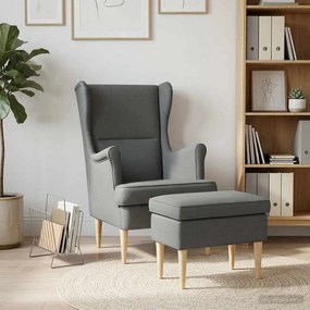 vidaXL Πολυθρόνα με Σκαμπό 2 τμχ. Σκούρο Γκρι Ύφασμα