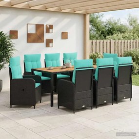 vidaXL Σετ Εξωτερικής Τραπέζης 9 τμχ. Black and Turquoise
