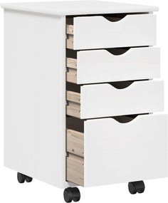 vidaXL Κινητό Ντουλάπι με τροχούς Λευκός 34 x 39 x 56 εκ Στερεό πεύκο