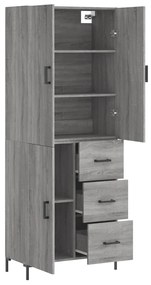 vidaXL Ντουλάπι Γκρι Sonoma 69,5 x 34 x 180 εκ. Επεξεργασμένο Ξύλο
