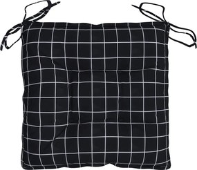 vidaXL Μαξιλάρια Καρέκλας 4 τεμ. Μαύρο Καρό 50 x 50 x 7 εκ. Υφασμάτινα