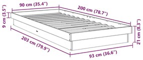 Πλαίσιο κρεβατιού χωρίς στρώμα 90x200 cm Στερεό ξύλο δρυός - Καφέ