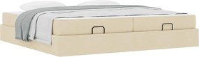 vidaXL Σκελετός κρεβατιού με στρώμα με στρώμα 2 pcs Κρεμ ύφασμα