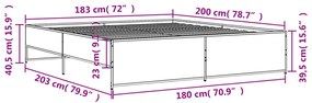 ΠΛΑΙΣΙΟ ΚΡΕΒΑΤΙΟΥ ΚΑΦΕ ΔΡΥΣ 180X200 ΕΚ. ΕΠΕΞ. ΞΥΛΟ &amp; ΜΕΤΑΛΛΟ 3279876