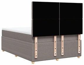 Κρεβάτι Boxspring με Στρώμα Taupe 140x200 εκ. Υφασμάτινο - Μπεζ-Γκρι