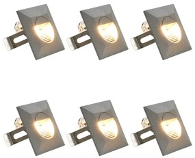 Φωτιστικά Τοίχου LED Εξωτερικού Χώρου Τετράγωνα 6 τεμ. Ασημί 5W - Ασήμι