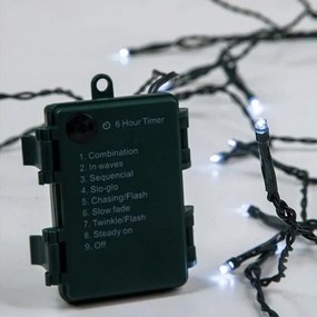 Magic Christmas Σειρά 96 Ψυχρά Λευκά LED 9.5m Πράσινο καλώδιο Με 8 Προγράμματα ΙΡ44 Μπαταρίας 600-11120