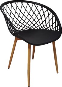 Πολυθρόνα Ezra pakoworld μαύρο pp-πόδι φυσικό μέταλλο 63x55x83εκ