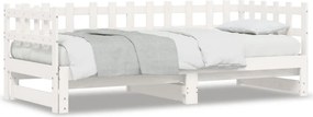 vidaXL Καναπές Κρεβάτι Συρόμενος Λευκός 2x(90x200) εκ. Μασίφ Πεύκο