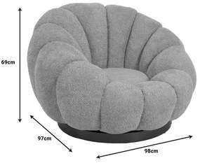 Πολυθρόνα περιστρεφόμενη Nester pakoworld μπουκλέ ύφασμα σε λευκό απόχρωση 98x97x69εκ