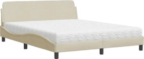 vidaXL Κρεβάτι με Στρώμα Dover Κρεμ 160x200 εκ. Υφασμάτινο