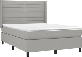 vidaXL Κρεβάτι Boxspring με Στρώμα &amp; LED Αν.Γκρι 140x200εκ. Υφασμάτινο