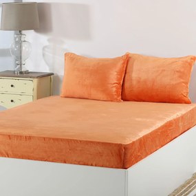 Σεντόνι Fleece Υπέρδιπλο Με Λάστιχο + Μαξιλαροθήκες (Σετ) Silk Fashion Solid Copper Tan