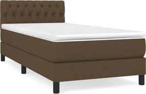 vidaXL Κρεβάτι Boxspring με Στρώμα Σκούρο Καφέ 100x200 εκ. Υφασμάτινο