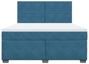 Κρεβάτι Boxspring με Στρώμα Μπλε 180x200 εκ. Βελούδινο - Μπλε