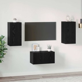 vidaXL Σετ επίπλου τηλεόρασης 3 pcs Μαύρη Οξυά Επεξεργασμένο ξύλο
