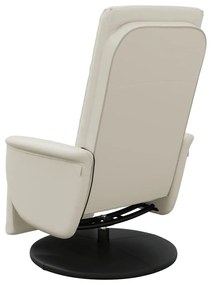 vidaXL Πολυθρόνα Μασάζ Ανακλινόμενη με Υποπόδιο Κρεμ από Συνθ. Δέρμα