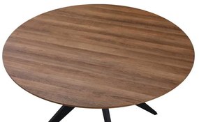 Τραπέζι Toda pakoworld mdf σε καρυδί απόχρωση με μαύρα μεταλλικά πόδια Φ120x75εκ