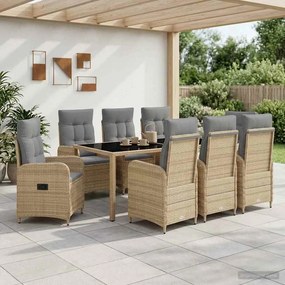 vidaXL Σετ Εξωτερικής Τραπέζης 9 pcs Μπέζ και Ανοιχτό Γκρι