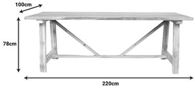 Τραπέζι Luxous  teak ξύλο σε φυσική απόχρωση 220x100x78εκ