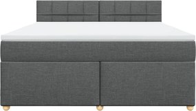 vidaXL Κρεβάτι Boxspring με Στρώμα Σκούρο Γκρι 180x200 εκ Υφασμάτιν