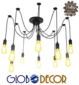 GloboStar® WIRED 01173 Vintage Φωτιστικό Οροφής Πολύφωτο Μαύρο