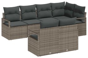 vidaXL Σετ Καναπέ Κήπου 7 pcs Γκρι Πολυ ράταν