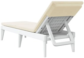 vidaXL Ξαπλώστρα με Μαξιλάρι Λευκή 186 x 60 x 29 από Πολυπροπυλένιο