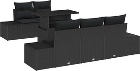 vidaXL Σετ Καναπέ με μαξιλάρι 6 pcs Μαύρο συνθετικό ρατάν