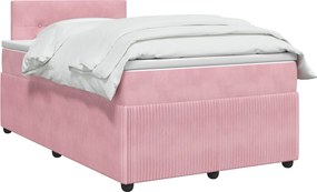 vidaXL Κρεβάτι box spring με στρώμα Ροζ 120 x 190 cm Βελούδο