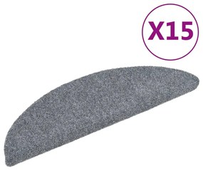 vidaXL Πατάκια Σκαλιών Αυτοκόλλητα 15 τεμ. Ανοιχτό Γκρι Ημίκυκλα 56x17x3 εκ.