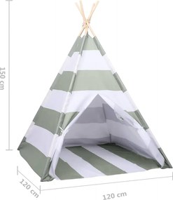 vidaXL Παιδική Σκηνή Ριγέ Γκρι και Λευκό 120 x 120 x 150 cm