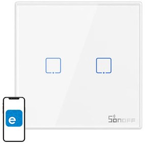 Sonoff Έξυπνος Ασύρματος Εξωτερικός Διακόπτης τοίχου T2EU2C-RF 433MHz (2 καναλιών) (Λευκός)