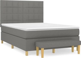 vidaXL Κρεβάτι Boxspring με Στρώμα Σκούρο Γκρι 140x200 εκ Υφασμάτινο
