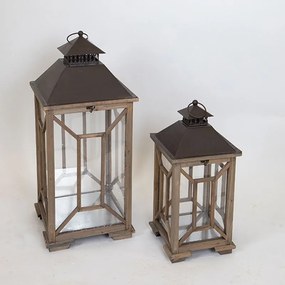 Φανάρια Μεταλλικά 752-10010 (Σετ 2Τμχ) 23x23x48,5cm/30x30x68cm Dark Brown-Taupe Estheti Home Μέταλλο