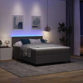 vidaXL LED Κρεβάτι με βάθρο Ανοιχτό Γκρι και Λευκό 160 x 200 cm