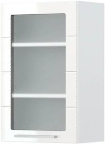 Ντουλάπι κρεμαστό Hudson V7-45-1KS με βιτρίνα-Λευκό - Λευκό γυαλιστερό