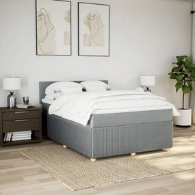 Κρεβάτι Boxspring με Στρώμα Ανοιχτό Γκρι 140x200 εκ. Υφασμάτινο - Γκρι