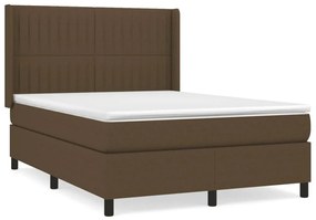 vidaXL Κρεβάτι Boxspring με Στρώμα Σκούρο Καφέ 140x190 εκ. Υφασμάτινο