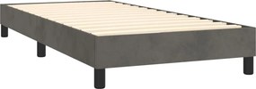 vidaXL Κρεβάτι Boxspring με Στρώμα Σκούρο Γκρι 90x200 εκ. Βελούδινο