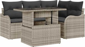 vidaXL Σετ Εξωτερικής Τραπέζης 5 pcs Ανοιχτό γκρι Πολυ ράταν