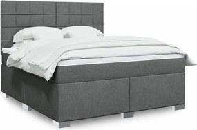 vidaXL Κρεβάτι Boxspring με Στρώμα Σκούρο Γκρι 180x200 εκ Υφασμάτιν