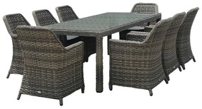 ESPERIA Set Τραπεζαρία Κήπου ALU,Wicker Grey Brown-Ανθρακί: Τραπέζι 230x100 + 8 Πολυθρόνες