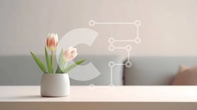 Intra Συλλεκτικό Ξύλινο Παζλ Plywood 4mm - Λευκές τουλίπες σε βάζο σε ξύλινο τραπέζι Σε Ξύλινο Κουτί - Διαστάσεις: 10x10 cm – 25 κομμάτια