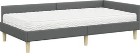 vidaXL Κρεβάτι γωνίας με στρώμα με στρώμα 2 pcs Γκρι ύφασμα