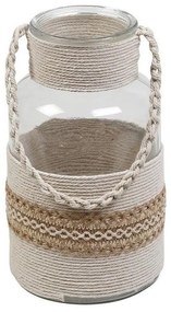 Φανάρι Με Πλέξη DET107 14Χ26cm Beige Espiel Rope, Glass