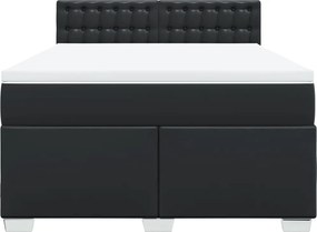 vidaXL Κρεβάτι Boxspring με Στρώμα Μαύρο 140x200εκ.από Συνθετικό Δέρμα