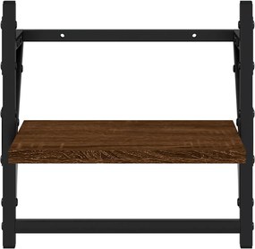 vidaXL Ράφια Τοίχου με Μπάρα 2 τεμ. Καφέ Δρυς 30x25x30 εκ.