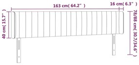 Κεφαλάρι Κρεβατιού LED Ανοιχτό Γκρι 163x16x78/88 εκ. Υφασμάτινο - Γκρι